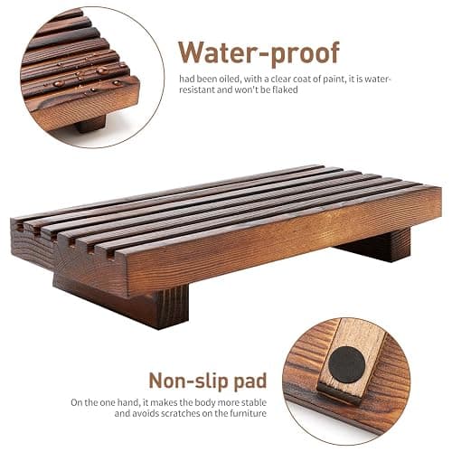 Renawe Small Kitchen Sink Soap Tray for Counter Soap Dish Dispenser Holder Wooden Risers Stand for Bathroom Decor Farmhouse Wood Pedestal Kitchen Accessories Countertop Vanity Counter Decorative Tray thumbnail 4