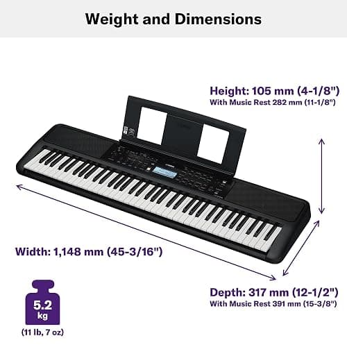 Yamaha PSR-EW320 76 Touch Sensitive Key Portable Keyboard for Beginners with Music Rest, Power Adapter thumbnail 4