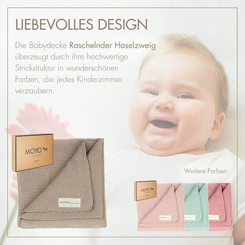 MOYO Babydecke aus 100% Bio-Baumwolle I Raschelnder Haselzweig I 75x100cm I Atmungsaktive Kuscheldecke I Weiche Baby-Bettdecke für Junge & Mädchen I Baumwolldecke Geburt - Raschelnder Haselzweig thumbnail 4