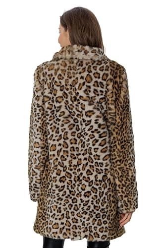 Bellivera Womens Leopard Print Fleece Coat, Spring and Winter Fashion Fuzzy Jacket Faux Fur Fluffy Cardigan Overcoat thumbnail 5