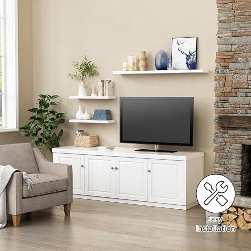 Forbena 24 Inch Floating Shelves for Wall Decor, White Wall Book Shelves for Bedroom, Large Long Deep Hanging Shelves for Bathroom Office Laundry Living Room Kitchen Closet Storage - Set of 3 thumbnail 4