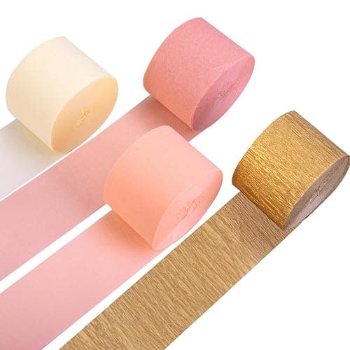 Riqiaqia Streamers Party Decorations,8 Rolls Pink Gold Crepe Paper Streamers for Wedding, Birthday, Bachelorette, Bridal Showerand Baby Shower Girl thumbnail 2