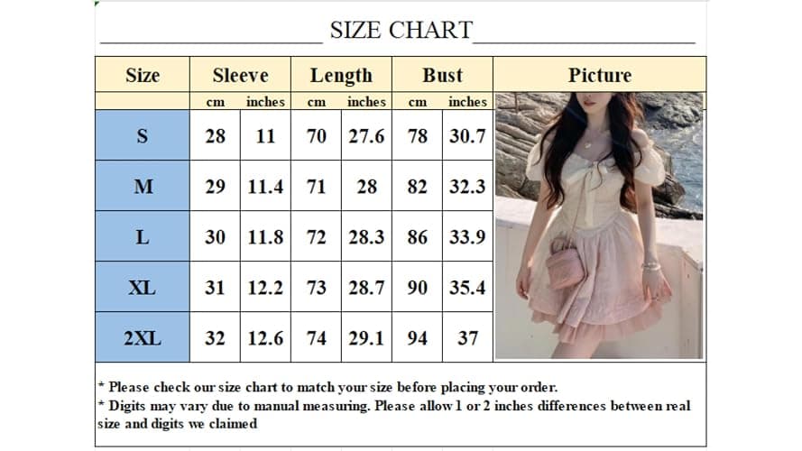 QJK Puff Sleeve Dress with Bow Tie Lace Trim and Pleated Skirt - Kawaii Cute Lolita Dress for Women thumbnail 5