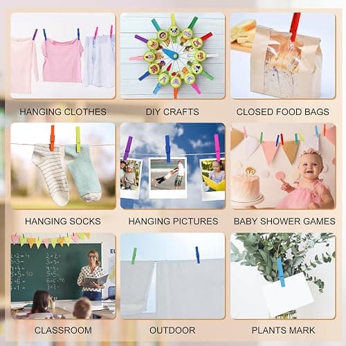Phinus 72 Pcs Colorful Wooden Clothes Pins, 2.9 Inch 12 Colors Clothes Pins for Hanging Clothes, Pictures, Photos, Classroom, Crafts, Decoration, Colorful Clothespins Heavy Duty thumbnail 7
