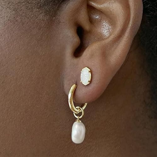 Kendra Scott Willa Pearl Huggie Earrings in White Pearl, Fashion Jewelry for Women thumbnail 2