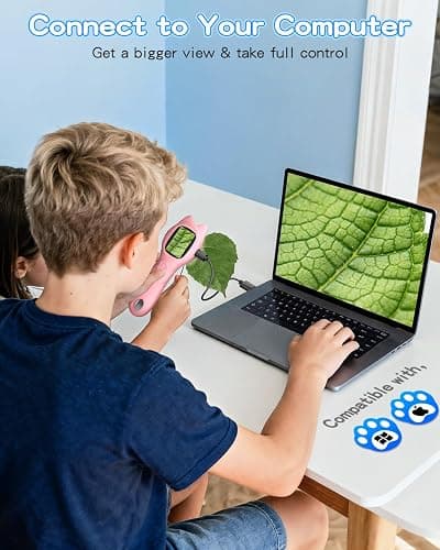 Oripira Kids Microscope Handheld, Autofocus 500X 1080P Microscope for Kids Digital, Mini Portable Pocket Miniscope Kids Toys for Ages 3 4 5 6 7 8 9 10 11 12 Year Old Boys Girls, Pink thumbnail 5