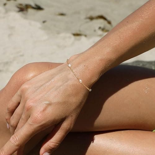 MTMY Gold Chain Bracelet for Women 14K Gold Plated Dainty Bracelets with Adjustable Chain Cute Bracelet Gold Trendy Jewelry thumbnail 3
