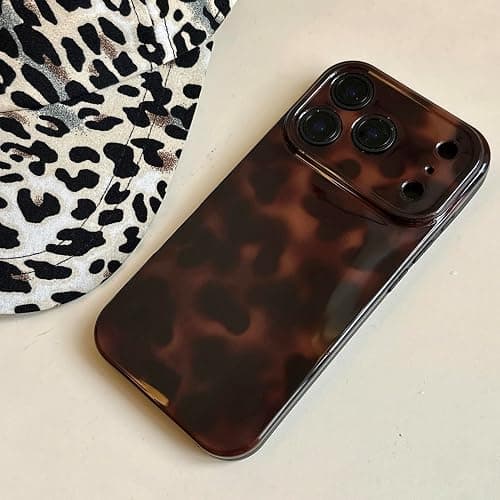 Reezaddin Aesthetic Tortoise Shell Phone Case for iPhone 17 6.3in,Retro Cool Girl Leopard Print Brown Amber Trendy Full Camera Protective Cover for iPhone 17 6.3" thumbnail 2
