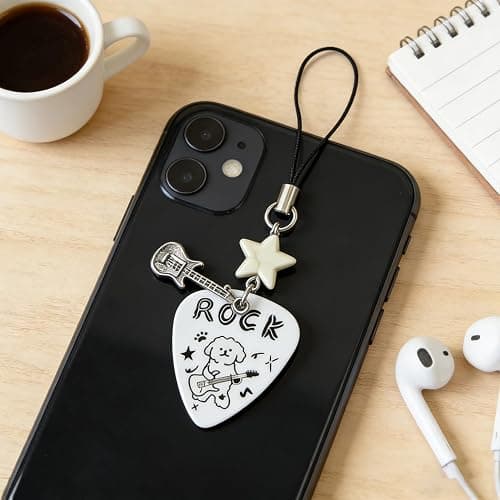 Hongmlqs Cute Phone Charm Y2k Kawaii Guitar Pick Rock Dog Star Camera Phone Bag Strap Charms Keychain Funny Aesthetic Accessories thumbnail 2