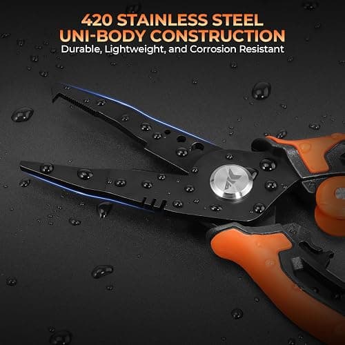 KastKing AeroVice 7.5” Fishing Pliers, 420 Stainless Steel, Uni-Body Construction, Lightweight & Corrosion-Resistant, Multi-Function Jaws, Braid Cutters, Sheath, Lanyard & Carabiner thumbnail 2