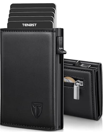 TENBST Portefeuille Homme en Cuir, Porte-Cartes avec Blocage RFID, 8 Porte Carte Crédit, Porte Carte Bancaire avec Compartiment à Billets et Poche à Monnaie - Boîte Cadeau - Image 1