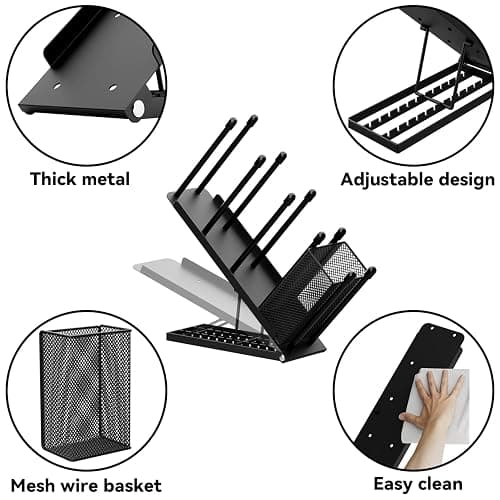 OVICAR Cup and Lid Holder - Adjustable Coffee Cup Holder Organizer 4 Compartment Disposable Cup Dispenser with Coffee Pod Straw Storage Basket for Coffee Station Bar Countertop Breakroom Metal Black thumbnail 5
