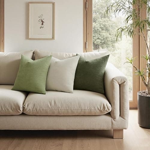 MIULEE Olive Green Couch Pillow Covers 18x18 Inch, Set of 2 Soft Chenille Decorative Throw Pillow Covers Farmhouse for Sofa Living Room Bed thumbnail 2