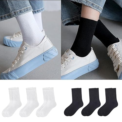 KEYRI 6 Pairs Running Socks Women's Cotton Socks | Trainer Socks Walking Socks for Man & Women One Sizes, Mid-Calf Socks Comfortable and Breathable for Running Walking Gym thumbnail 6