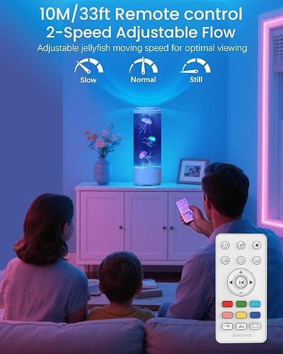 Eyesound Jellyfish Lamp Bluetooth Speaker with White Noise – 7 Color Changing Jelly Fish Tank Aquarium Light, 4 Lighting Modes for Relax & Sleep, Home Office Bedroom Decor, Gift for Kids Teens Adults thumbnail 6