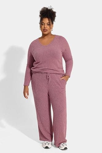 TIYOMI Plus Size Suits For Women 2 Piece Outfits Sweater Top & Wide Leg Pants XL-5XL thumbnail 3