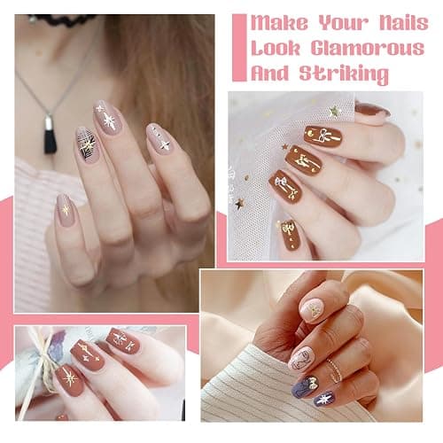 3D Nail Charms, VEGCOO 3 Boxes Gold Silver Nail Stuff Nail Gems Rhinestones Charms with Tweezers, Assorted Styles Bows Stars Pearls Nail Art Charms for Women Girls Nail Art DIY Accessories thumbnail 4