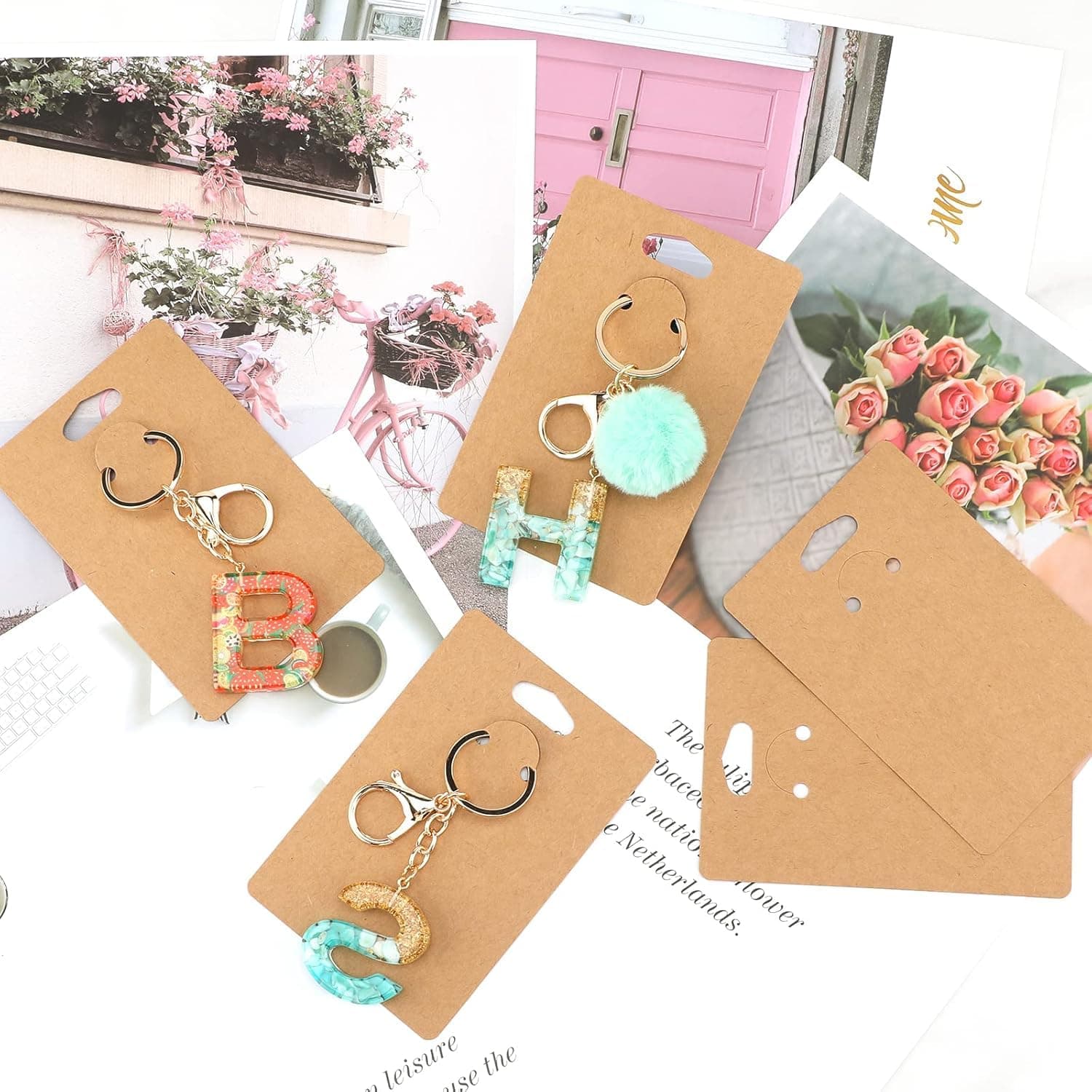 Festiko® Keychain Display Cards (Brown Kraft A, Pack of 100 Pcs, 4.7"*3.1"), Keyring Display Cards, Jewellery Display Cards thumbnail 4