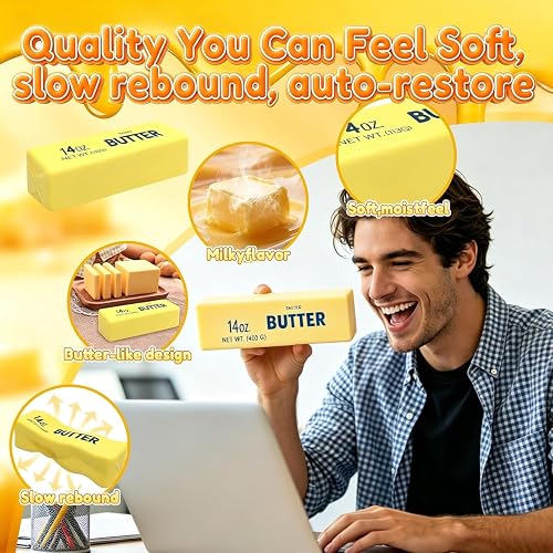 10in Giant Butter Squishy - 14oz Big Jumbo Squishy Butter Stick - Slow Rebound Big Butters Squeeze Stress Ball, Large Butters Fidget, Relief Slow Rising Fun for Anxiety Relief Party Favors thumbnail 5
