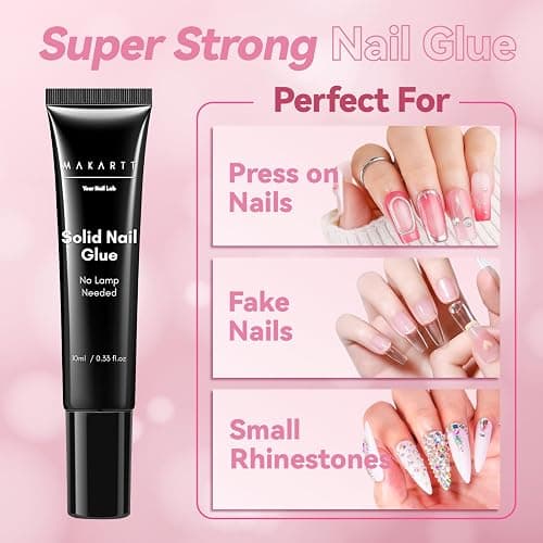 Makartt New Super Strong Semi Solid Nail Glue, Upgraded Hema-Free Nail Glue for Press On Nails, No UV/Led Lamp Needed, Quick Drying 20s, Fake Tips Adhesion, Nail Glues DIY Home Salon Manicure 10ml thumbnail 5