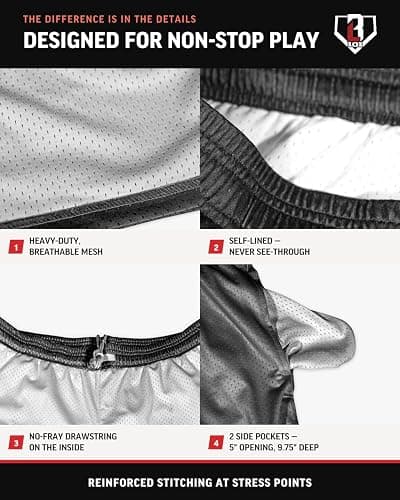 Baseball Lifestyle 101 Boy's Mesh Shorts w/Side Pockets Elastic Waist, 5 in Inseam thumbnail 5