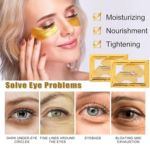 30 Pairs 24K Gold Eye Masks & Lip Masks, Crystal Collagen Gel Under Eye Patches for Puffiness and Dark Circles, Hangover Kit, Bulk Gifts, Party Favors Adults, Bachelorette Party Accessories, Skincare thumbnail 3