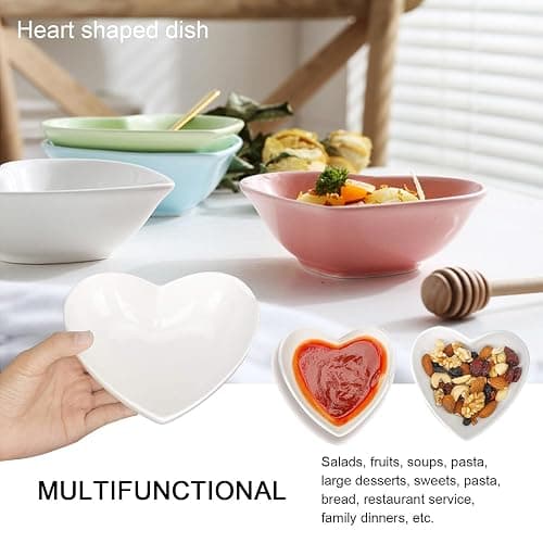 PIDUDU 4pcs Porcelain Heart Shaped Bowl,Cereal Bowls Salad Bowl Fruit Bowl for Serving Dishwasher & Microwave Safe for Soup,Breakfast, Oatmeal, Rice, Pasta, Salad (Pink) thumbnail 2