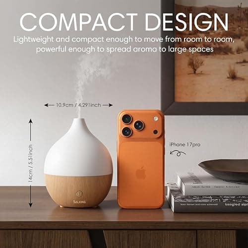 SALKING Aroma Diffuser Ätherische Öle - Aromatherapie Raumduft Ultraschall Diffusor 100ml mit Automatischer Abschaltfunktion,Weiß Holzmaserung Duftöldiffusoren Duftlampe RGB für Zuhause Büro thumbnail 2