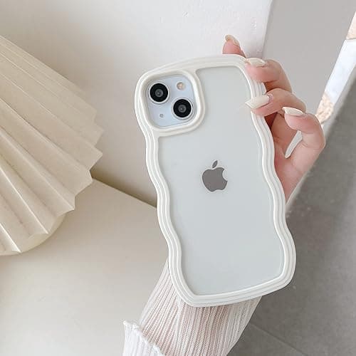 QLTYPRI Kompatibel mit iPhone 11 Hülle, iPhone 11 Transparent Case Aesthetic Curly Handyhülle Frauen Mädchen Girls Süßes Wellen Design Silikon TPU Bumper Schutzhülle - Weiß