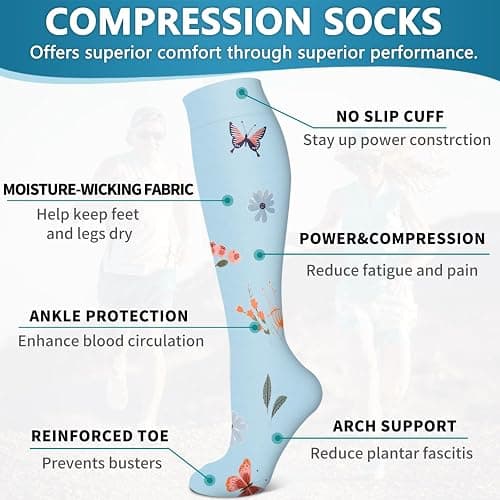 6 Pack Copper Compression Socks for Women and Men Circulation-Best Support for Medical, Running,Nursing,Athletic thumbnail 5