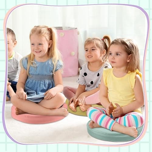 Juexica 8 Pcs Extra Thick Flexible Seating Floor Cushion Assorted Colored Floor Pillow Classroom Seat Cushion Soft Classroom Seating for Kid Learning(Hippie Boho,13.8 x 13.8 x 2 Inch,Round) thumbnail 3