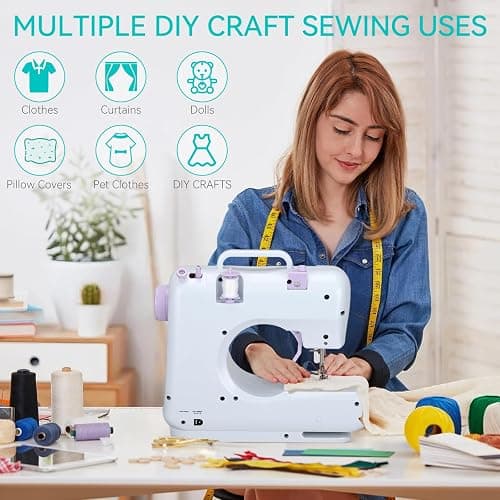Mini Sewing Machine for Beginners, Portable Electric Sewing Machine with Dual Speed, 12 Built-in Stitches, Foot Pedal, and Accessories Kit for Home DIY Projects & Gift thumbnail 7