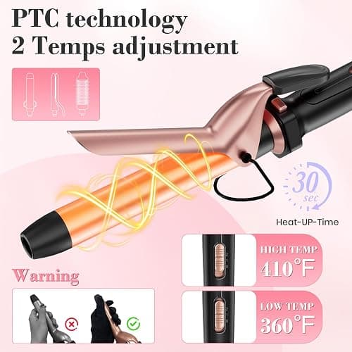 Ufree 3 in 1 Curling Iron, Curling Wand Set with Thermal Brush Flat Iron Hair Straightener, Dual Voltage Wand Curler, Instant Heat Up Hair Curler, Include Protective Glove 2 Clips, Gifts for Women thumbnail 4