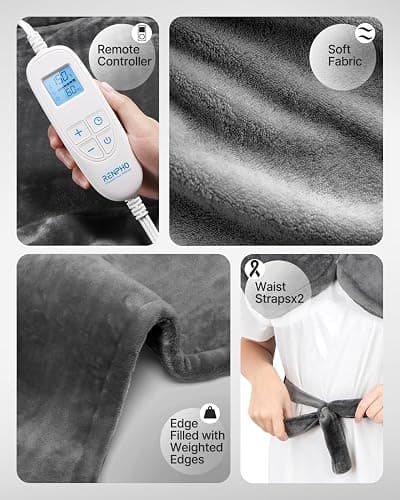 RENPHO Electric Heating Pad for Back, Birthday Christmas Gifts for Women Men Mom Dad Elderly, FSA Eligible Items Only List, Large Heat Pad for Neck Shoulders, 24"x33", ETL Certified, Gray thumbnail 8