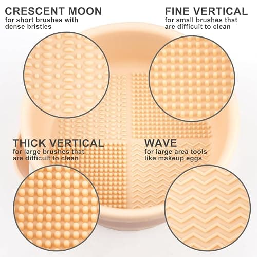 Ranphykx Makeup Brush Cleaner Mat 3 in 1 Silicone Makeup Brush Cleaner Bowl Cosmetic Brushes Cleaning Tool Makeup Cleaner for Brushes (KHAKI) thumbnail 3