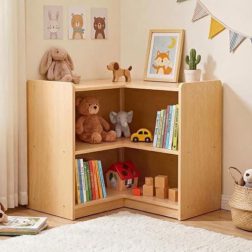 OOOK L-Shape Montessori Bookshelf for Compact Corner Space, Corner Shelf | FSC Plywood, Use Alone or Fits Shelf Combination Series, Montessori Furniture in Kids Room, Daycare, Nursery, Classroom thumbnail 2