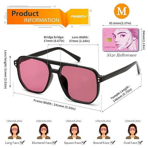 FEISEDY Retro Square Aviator Sunglasses Women Men 70s Vintage Trendy Plastic Frame Sun Glasses B2835 thumbnail 3