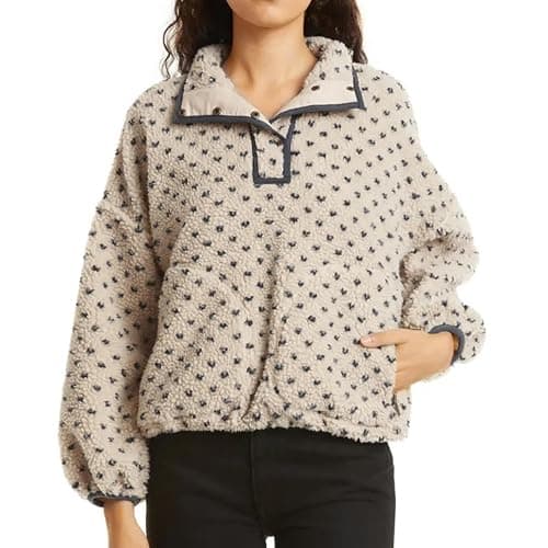 Talakeno Womens Fleece Sweatshirt Half Zip Sherpa Pullover Jackets Warm Long Sleeve Vintage Hiking Coat with Pockets thumbnail 2