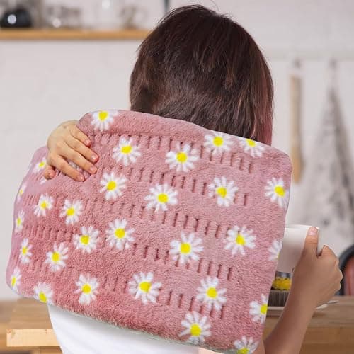 GOQOTOMO Flower Heating Pad for Back Pain Relief- 12" x 24"12 Heat Levels, 8 Timers Stay on, Machine Washable -F1224 - Pink - Pink flower thumbnail 4