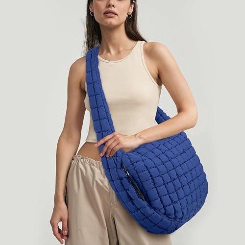 Juoxeepy Quilted Tote Bag Large Carryall Puffer Shoulder Bag Lightweight Padding Hobo Bag thumbnail 4