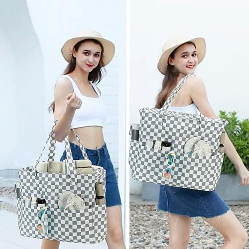 Bluboon Waterproof Beach Tote Pool Bags for Women Ladies Extra Large Carry On Bag With Wet Compartment for Weekender Travel thumbnail 6