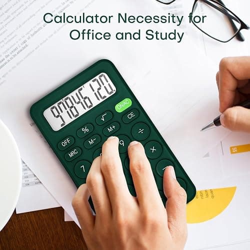 Cute Calculator, Basic Four Function for Teachers Students Basics Office, Small Handheld Calculators, 8 Digit with LCD Display, Sensitive Button, 5.5×3.2 inches Deep Green thumbnail 6