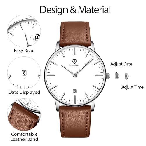 BEN NEVIS Watch, Mens Watch, Minimalist Fashion Simple Wrist Watch Analog Date with Leather Strap thumbnail 7