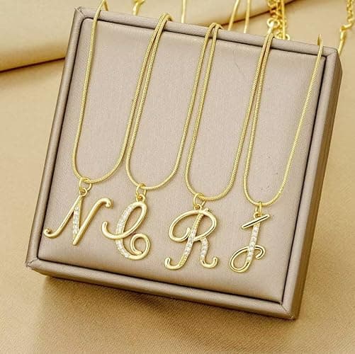 Zhlichouy Gold Initial Necklaces for Women 14K Gold Plated Dainty Cute Letter A-Z Layered Trendy Chain Choker Chunky Name Pendant Necklace for Women Jewelry Personalized Gifts thumbnail 6