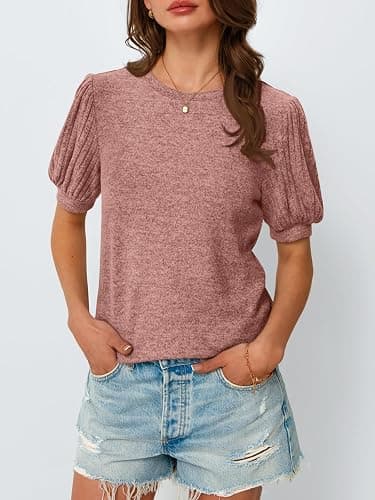 AUTOMET Womens Summer Short Sleeve Sweater Dressy Business Casual Blouses 2026 thumbnail 2