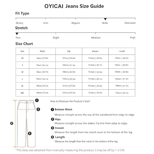 OYICAI Damen Baggy Stickerei Jeans Hip Hop Weite Denim-Hosen | Y2K-Look der 2000er Jahre, übergroßer, Skater-Streetwear, locker bequeme Passform, Skateboard geeignet, casual thumbnail 6