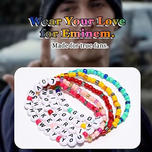 AICase for Eminem Merch Friendship Bracelets Set, Concert Outfits Stuff | Without Me Bracelet Rap God Stuff Shirt Accessories, Vinyl Jewelry Poster Merchandise Gifts for Fans Birthday Christmas thumbnail 4