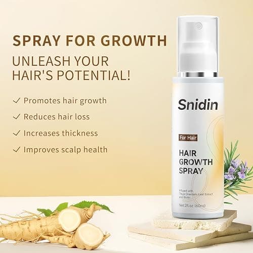 Snidin Hair Growth Spray, With Rosemary Oil and Biotin, Non-Greasy, Helps Prevent Hair Thinning & Hair Loss, for Scalp, 60ml Bottle thumbnail 2