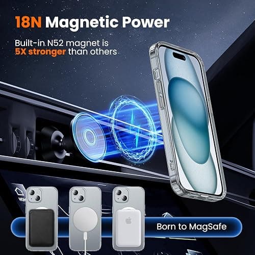 toushion 3 in 1 for iPhone 15 Plus Case Clear with MagSafe, Not Yellowing, Screen Protector*1 Camera Lens Protector*1, Military-Grade Protection for iPhone 15 Plus Phone Case 6.7 inch Clear thumbnail 3