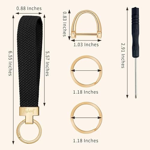 Fishent Stretchy Wristlet Keychain, Cute Key Chain, Woven Wrist Lanyard for Car Keys with 3 Keyrings and D-ring for Women Men thumbnail 4